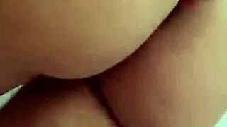 brazilian milf with tattoos seduces for a delicious handjob, feeling the big cock on her big tits