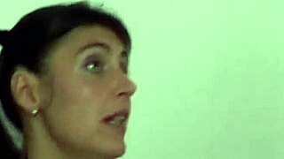 Slutty brunette milf masturbates watching boyfriend give blowjob to european italian amateur