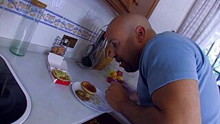 Fucking japan mom in kitchen with monster cock!