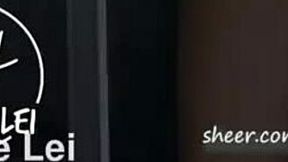 masturbate with hairy german milf amelie lei in the shower, blonde with long hair