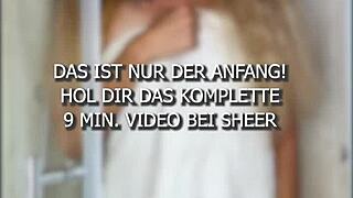 masturbate with hairy german milf amelie lei in the shower, blonde with long hair