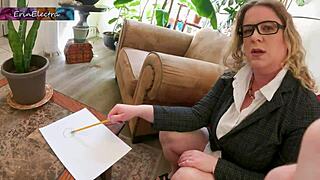 Curvy Stepmom Helps With Study Session