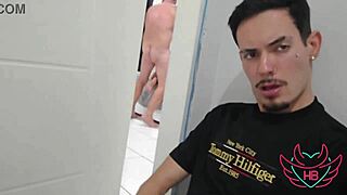 Caught my friend intensely fucking his wife, her big tits bouncing, voyeur view of huge bodybuilder cock