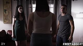 Watch Chanel and Evelyn get passed around in taboo threesome!