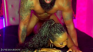 ebony goddess with curvy ass worships monster cock during therapy session