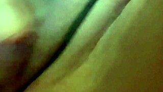 Hot goth girl masturbates her wet pussy! close up action with lipstick and tits