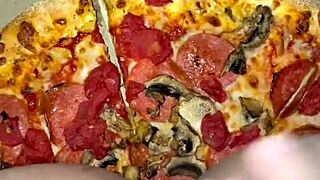 I ordered pizza and masturbated on it with my juicy pussy as a kinky arab teen craving bbc in los angeles