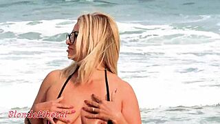 Hey, check me out flashing in a micro bikini on Rio beach for all the guys! 😏🏖️