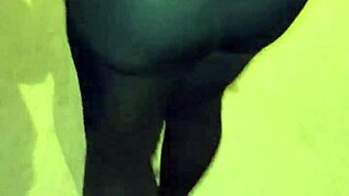 madura culona shows off big ass in see-through leggings outdoors for public flashing.