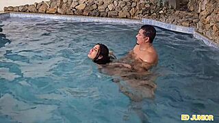 Eva Perez gives her ass and takes full anal cum complete on red and sheer.