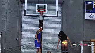 i feel so hot with fit ebony milf dunking balls in holes