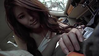 secret video with japanese mature milf in car... her big natural tits are so huge, like balloons