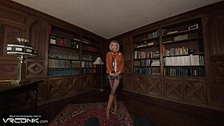 Blonde milf ashley graham in resident evil 4 cosplay parody, banging in ripped tights