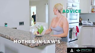 Busty milf Christie Stevens bends over for doggystyle nuru massage with stepson