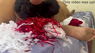 Can you believe this real homemade lesbian threesome with big ass amateurs using dildos to celebrate new year?