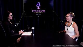 Watch the best moments of Barbara Sol in Preliminares podcast with Bia Hot getting wild in part 3 on Sheer Red!