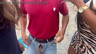 Hey, what if they catch us having fun sex in public park with my whore girlfriend and horny stranger?