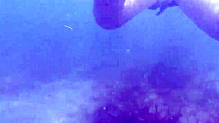 Underwater creampie in pool while swimming with cum inside bbw milf pussy close up