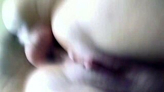 Adorable brunette MILF enjoys blowjob and homemade sex in kitchen with cum treat