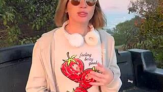 Blonde Blue Eyed Cutie from California Flashes in Public!