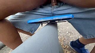 Hey, what if they catch us having fun sex in public park with my whore girlfriend and horny stranger?