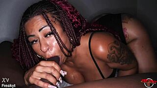 why is this horny slut getting her throat fucked by big black cock in pov domination?