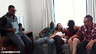 Timeshare Couple Swap Foursome Hints At Asian Brunette Riding Big Black Cock In Interracial Swing