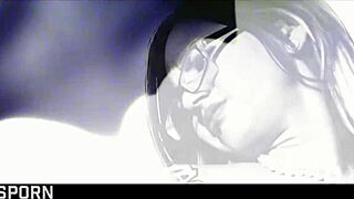 Sensual fmm threesome with elegant brunette milf in corset lingerie riding cowgirl and missionary