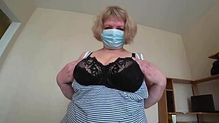 i visited my girlfriend and she strapped on to fuck me doggystyle in white panties shaking her big milf ass