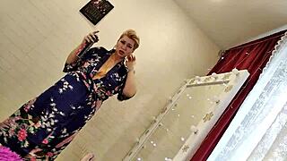 hey charming mature blonde dances then gives blowjob and fucks with big natural tits bouncing