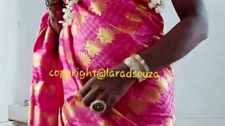 Indian Crossdresser Model Lara Dsouza Poses in Saree for Video3 with Subtle Bdsm Hints.