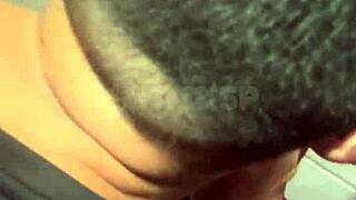 Married woman offers anal to stud in restaurant bathroom while cuckold films close