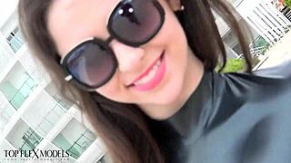 Latex Flexi Doll In Black Catsuit Gets Outdoor Fetish Action As Brunette Wife