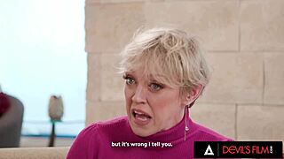 in this devils film scene busty milf dee williams delivers a titty fuck. her naughty stepbae watches the intense action unfold.