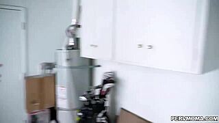 I can't resist horny stepmom Savana Styles so we fuck rough in garage with my big cock deep inside her pussy.