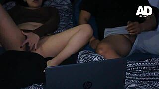 Latina Stepsiblings Watch Porn Together Getting Horny Leading To Creampie Blowjob And Pussy Lick In Taboo Action