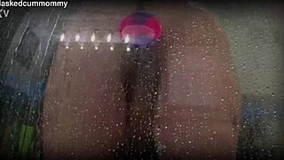 Caught Chubby Roommate Using New Toy in Shower, Nearly Dropped Phone While Spying Her Big Ass and Curves