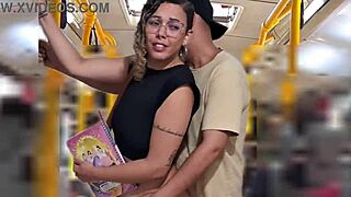 Slutty Student Flashes And Gets Cumshot On Bus In Public