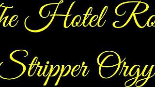 Hotel Room Strippers Orgy With Blonde And Brunette