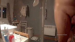 Stepmom walked into my bathroom and caught me jerking - she loves watching our pervert family fun