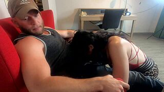 White trash wife gags on cum swallow in blowjob deepthroat facial with choking gagging rough