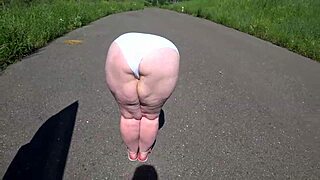 i mean, my girlfriend with that strap-on just fucked this milf with her fat booty right on the road near the car, like mature lesbians doing pov outdoors stuff