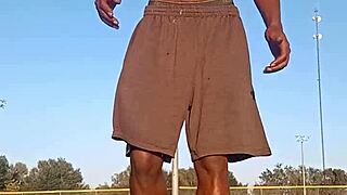 Taste The Air With Athletic Black Brunette In Dorm Workout