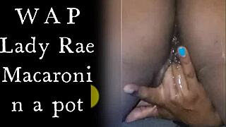 Lady Raex shows her wet ebony pussy in close up