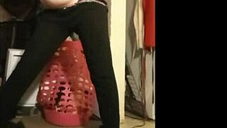 Curvy bbw milf model oils up fat body in solo striptease, teasing as slut with wet skin and ripped clothes for webcam show.