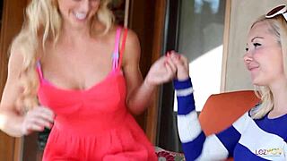 super sexy blonde lesbian gets intense orgasms from girlfriend's fingering behind