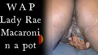 Lady Raex shows her wet ebony pussy in close up