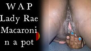 Lady Raex shows her wet ebony pussy in close up