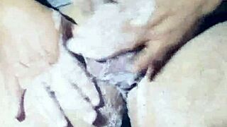 sensual naked man showers with monster cock exposed in outdoor voyeur handjob video bad wolf28