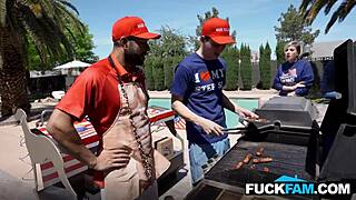 Oh no, stepmom's fainting from watching me fuck her husband and my stepson, Penelope Kay says to Will Pounder and Josh Rivers.